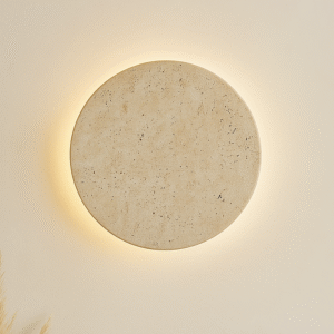 LUMA - Full Moon Travertine Wall Sconce